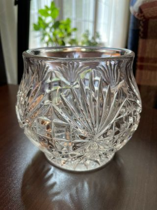 Antique Eapg Mckee Clear Pressed Glass Spooner Sugar Vase Fan With Cross Bars
