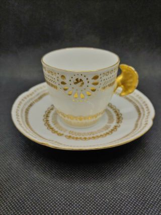Antique 1880 ‘s Cfh Gdm Demitasse Tea Cup And Saucer