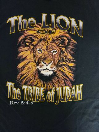 Vintage Graphic T - Shirt The Lion Of The Tribe Of Judah Black Men 