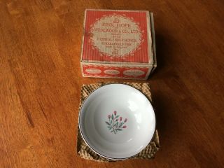 Vintage Wedgwood Pink Hope Set Of 3 Cereal / Soup Bowls - 22k Gold Trim W Box