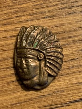 Antique Vintage Brass Indian Head