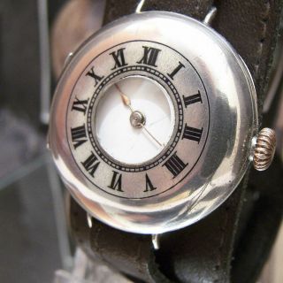 Rare 1910 Rolex Antique Vintage Solid Silver H / Hunter Trench Watch Serviced