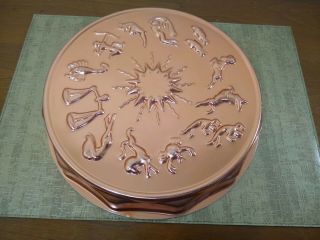 Vintage Mirro Zodiac Astrology Horoscope Jell - O Mold Copper Cake Pan 12 Cup