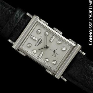 1952 Longines Vintage Mens Watch - 14k White Gold & Diamonds - The Advocate