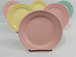 6 Vintage Luray Pastels 6.  25 " Bread Plates Yellow Green Pink