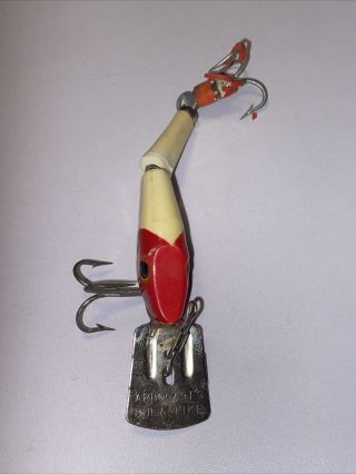Vintage Fred Arbogast Hula Pike fishing lure RED HEAD 2