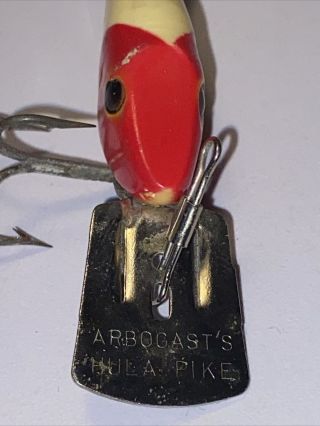 Vintage Fred Arbogast Hula Pike fishing lure RED HEAD 3