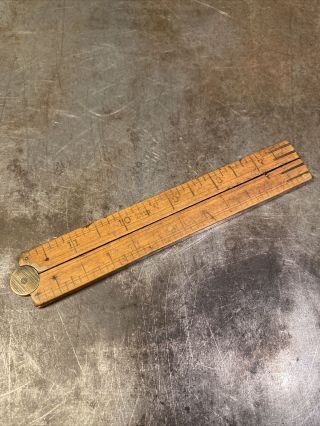 Antique Folding Ruler For Woodworking And Carpentry 24”