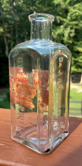 Antique Medicine Bottle,  Dr.  J.  A.  Mcarthurs With Poison Label.