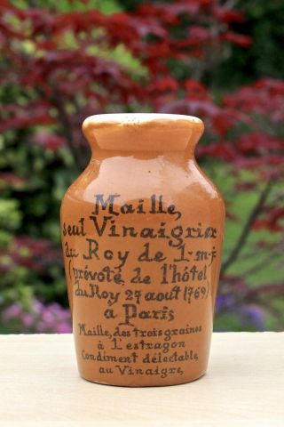 Vintage C1900s Maille Seul Vinaigrier Du Roy De 1 - M - J Paris Moutarde Mustard Pot