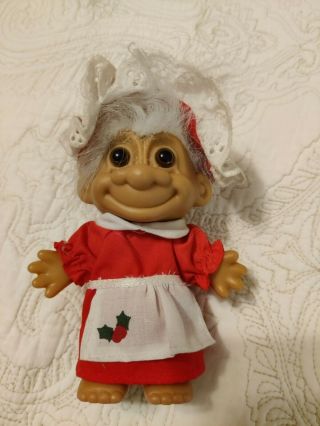 Vintage Russ Mrs.  Santa Claus - Christmas Troll Doll 6”