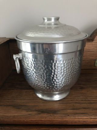 Vintage Mid Century Hammered Aluminum Ice Bucket w/ Lid RAY BT - 150 Made in Italy 2
