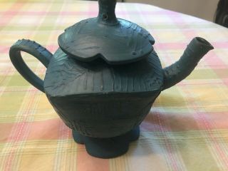 Phyllis Spiegel Ceramic Square teapot Teal Artist Signed High End Estate 3