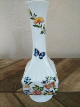 Aynsley England Fine Bone China 7 " Bud Vase.  Cottage Garden.  Flowers,  Butterfly