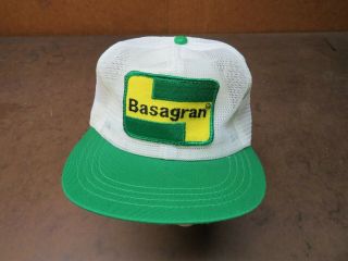 Vintage Mesh Dupont Basagran Green Yellow Snapback Hat Trucker Farm Patch Cap