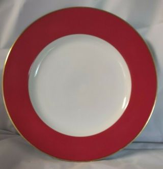10 Strawberry Street Halo Red Dinner Plate 10 1/4 " Gold Rim