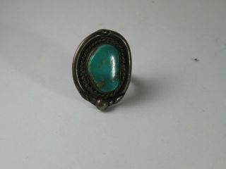 Vintage Antique Old Pawn Native Turquoise Sterling Silver Ring Sz 5