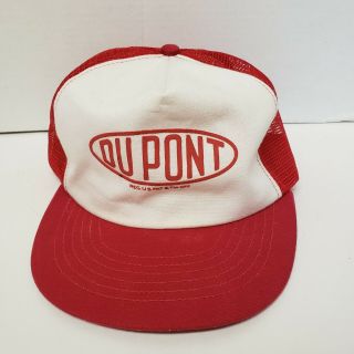 Dupont Vintage Snapback Trucker Hat Red And White Cap Made Is Usa Vtg