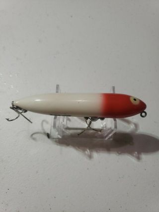 Vintage 1990 Heddon Wounded Zara Spook Red Head White Body Fishing Lure