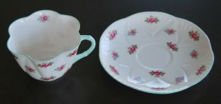 Vintage Shelley Fine Bone China Tea Cup And Saucer - Rosebud Pattern England