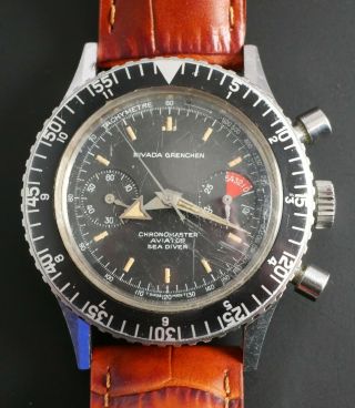 Vintage Nivada Grenchen Chronomaster Aviator Sea Diver Swiss Wrist Watch