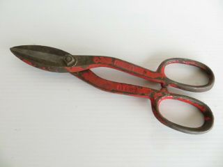 Vintage 10 " Tin Snips Shears Scissors • Forged Solid Steel Cutters West Germany