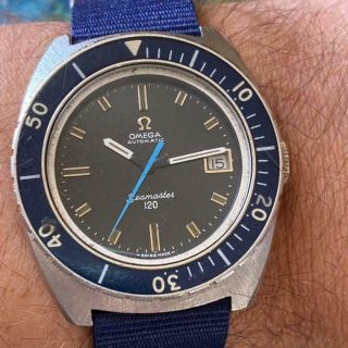 Omega Seamaster 120 M 166.  088 Blue Banana Vintage Watch 1970 Unpolished
