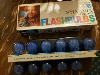 Vintage Sylvania Press - 25b Blue Dot - Pack Of 9 Flash Bulbs - Box