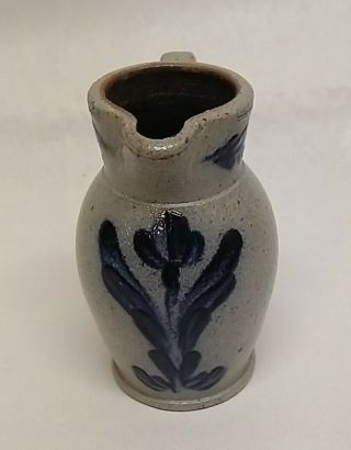 Rowe Pottery Minature Milk Pitcher,  Salt Glaze,  Flower Design