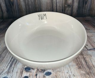 Rae Dunn Ll Yum Pasta Bowl,  Ivory Off - White Size 8.  5 " 2018 Vhtf Ceramic