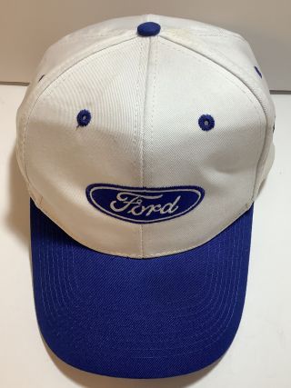 Vintage Ford White and Blue Snapback Hat Cap Adesa Phoenix Nissun Cap Read 2