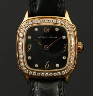 Unisex David Yurman Thoroughbred 18k Solid Gold Diamond Bezel Wrist Watch E - 12