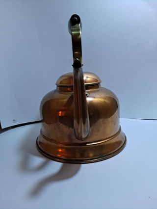 Vintage Copper Tea Pot With Heart Shaped Handle Made Of Bronze And Wood Made In