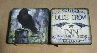 Wood Sign Tiered Tier Tray Olde Crow Inn Fall Gift Set Farmhouse Hand Made