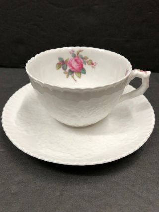 Vintage Antique Spode Bridal Rose Teacup And Saucer Set Floral No Gilding