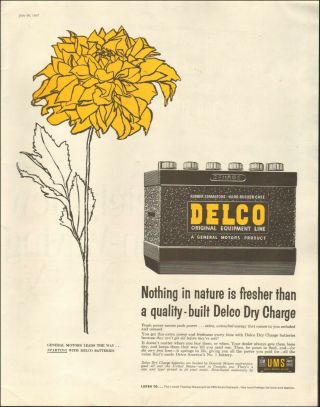 1957 Vintage Ad For Delco Battery Retro Art Flower General Motors 090220