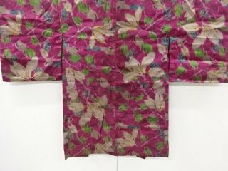 75911 Japanese Kimono / Antique Haori / Meisen / Woven Flowering Branch