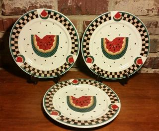 3 Tabletops Unlimited Fresh Watermelon Dinner Plates_set Of Three (loc - J8)
