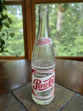 Vintage Sparkling Pepsi Cola 12oz Glass Soda Bottle Embossed 1950s Ny,  York