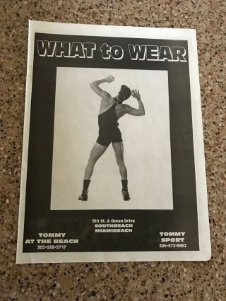 1992 Vintage Print Ad For What To Wear Clothing Miami/south Beach Gay Interest