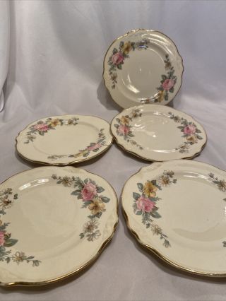 Set Of 5 Vintage Homer Laughlin Virginia Rose China Dessert Plates C46 N8