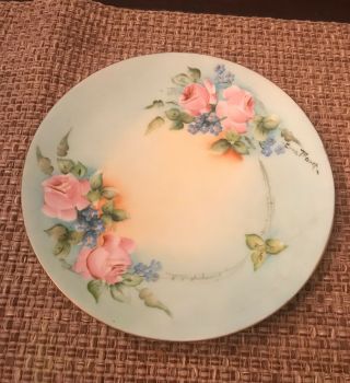 Thomas Sevres Bavaria Plate,  7 3/4 Inch - Pink/blue Flowers