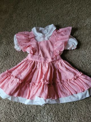 Vintage Sears Disney Winnie The Pooh Girls Dress Size 5 Pink Ruffled 1980s