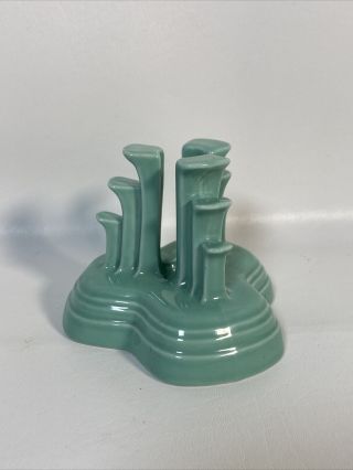 Vintage Fiesta Ware Turquoise Pyramid Candle Holder Tripod Homer Laughlin