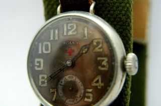 Oversized 39mm Rolex Marconi Military Doctors Red Trench Watch Ww1 Wwi