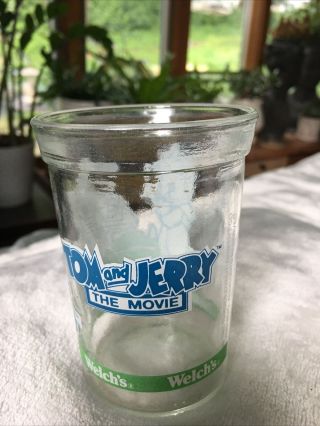 VINTAGE 1993 TOM AND JERRY THE MOVIE WELCH ' S JELLY JAR GLASS 3