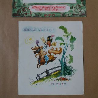 Birthday Telegram Thelwell Horse And Rider Design Gpo With Envelope Vintage 1966