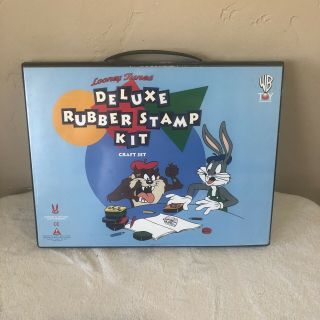 Vintage Warner Bros Looney Tunes Deluxe Rubber Stamp Kit Craft Set Bugs Bunny