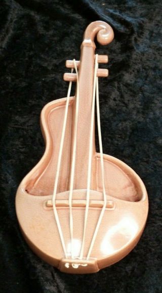 Vintage Red Wing Pink Violin Wall Pocket Planter M1484