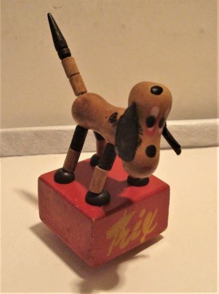 Trix Vintage Wooden Dog Push Puppet Toy 1940s/1950s